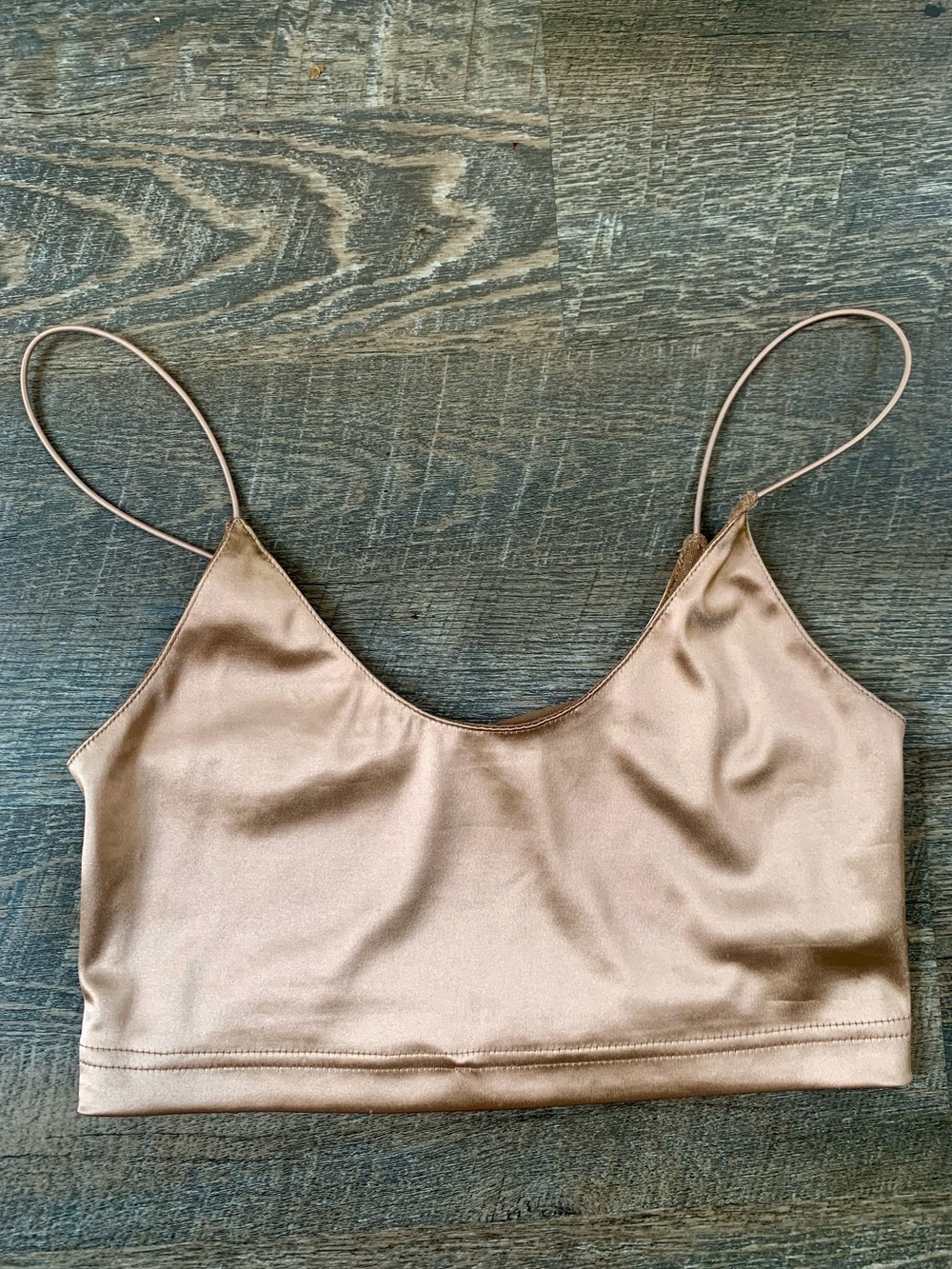 Satin Camisole Bralette in Rose Gold